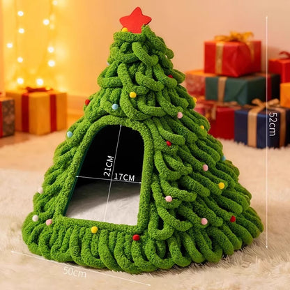 Hand-Woven Christmas Tree Pet Nest