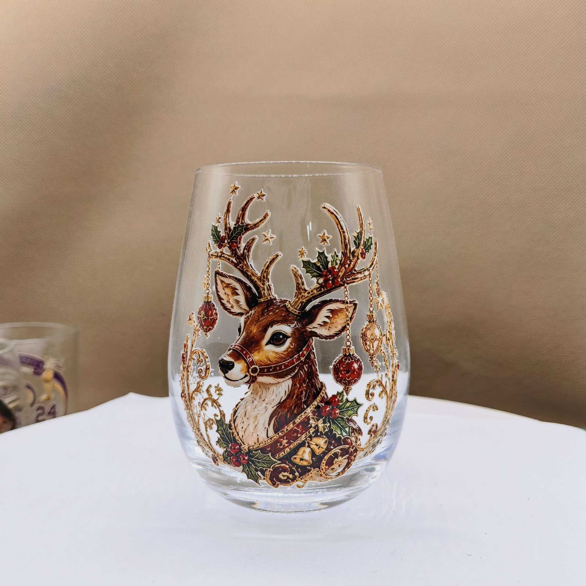 Christmas glass art cups glass cups egg cups