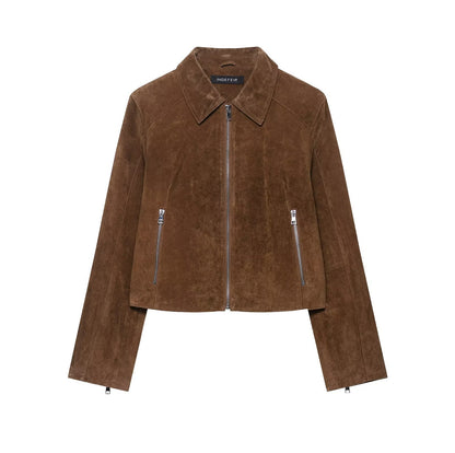Simple Versatile Long-Sleeve Jacket Suede Coat