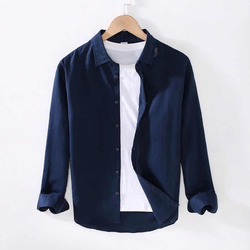 Mens Breathable Linen Cotton Shirt