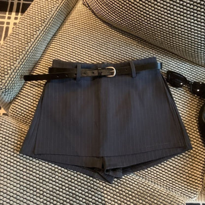 Retro High Waist Pleated Skirt with Belt