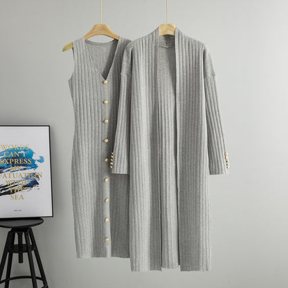 Women's Knitted Cardigan and Dress Set