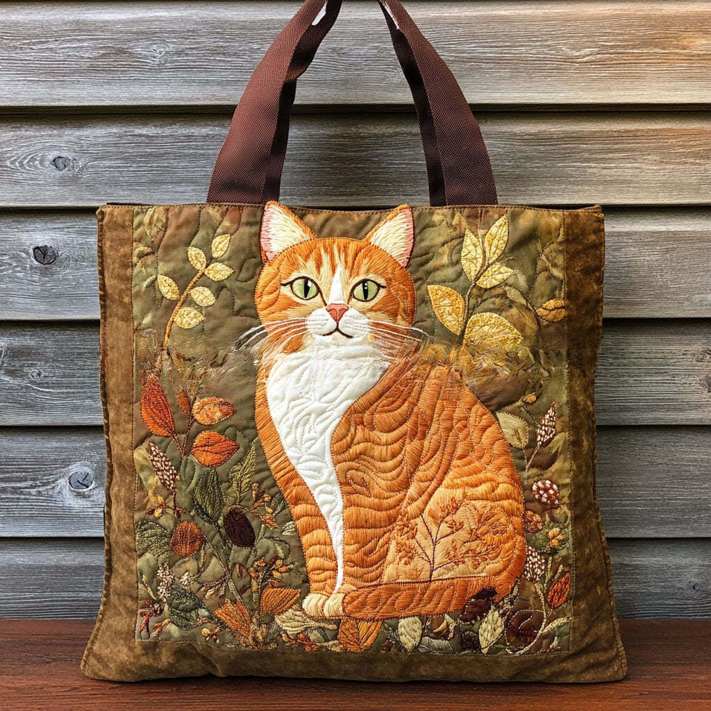 Handmade Embroidered Quilted Tote Bag with Jungle Animal and Book Patterns