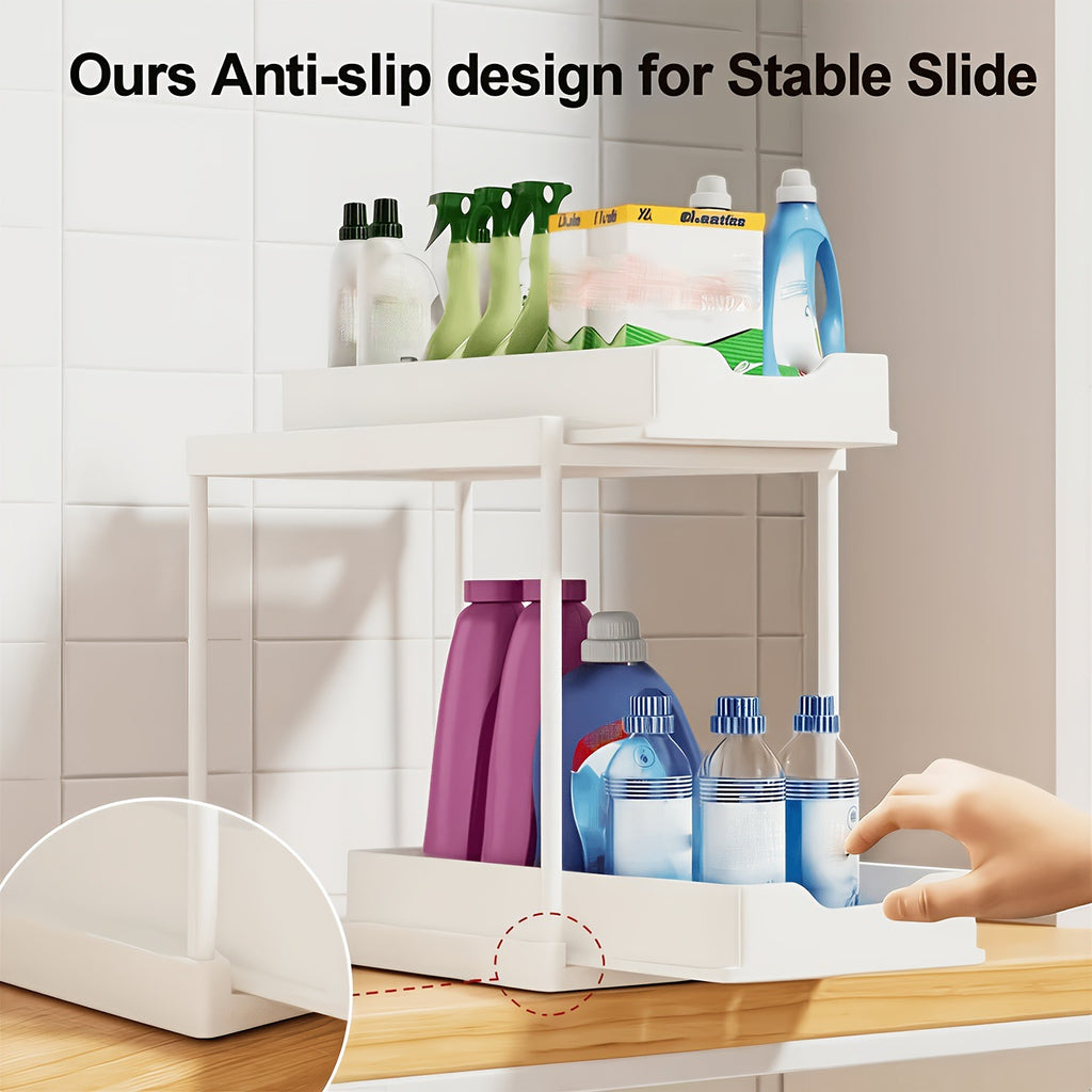 Double-Layer Pull-Out Kitchen Sink Storage Rack
