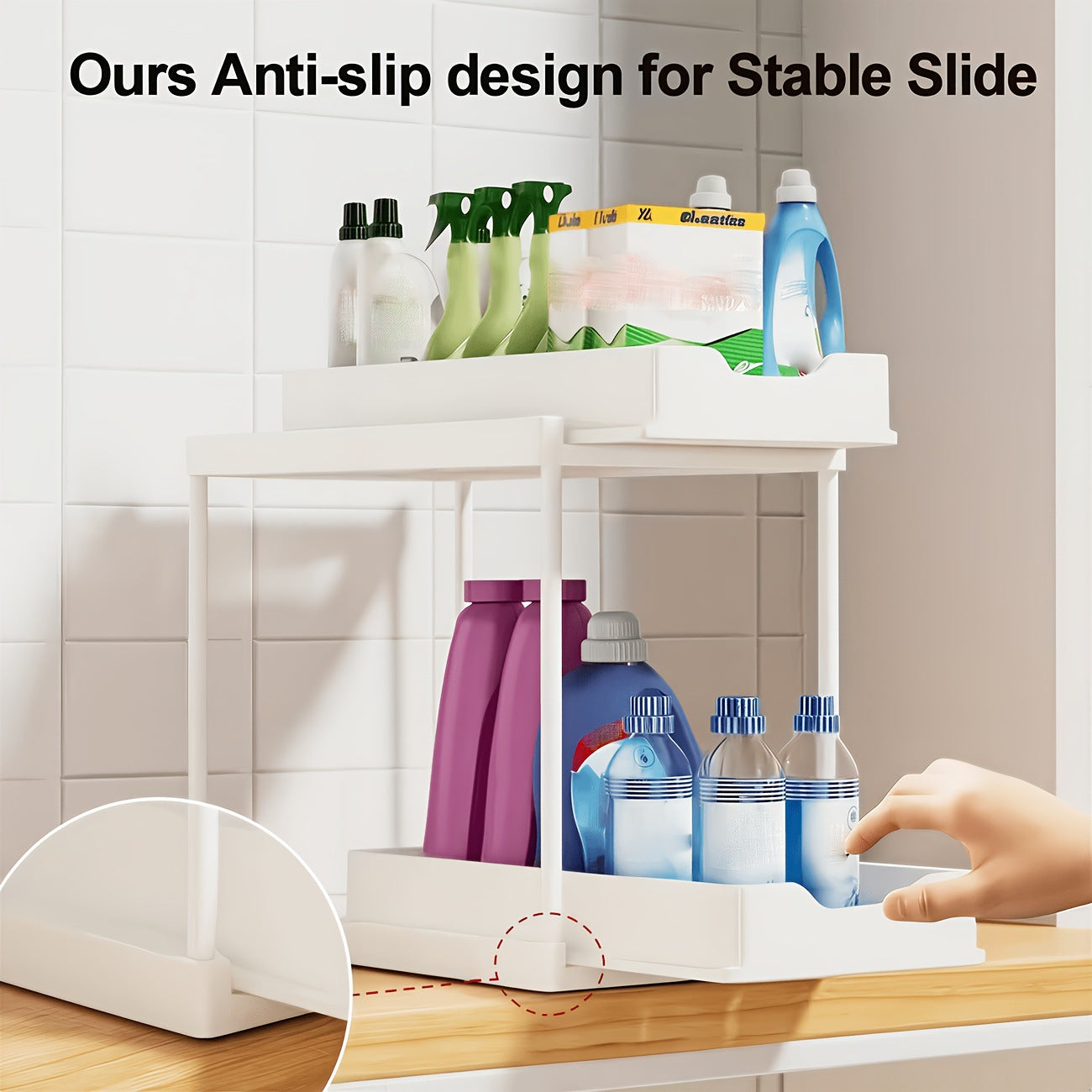 Double-Layer Pull-Out Kitchen Sink Storage Rack