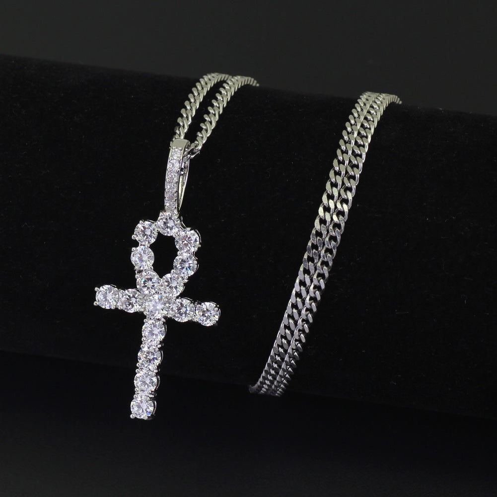 Men's zirconium cross pendant necklace