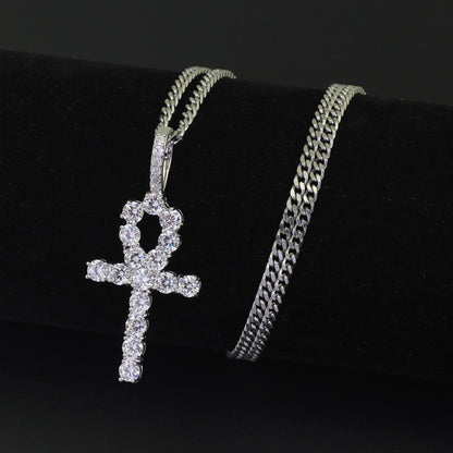 Men's zirconium cross pendant necklace