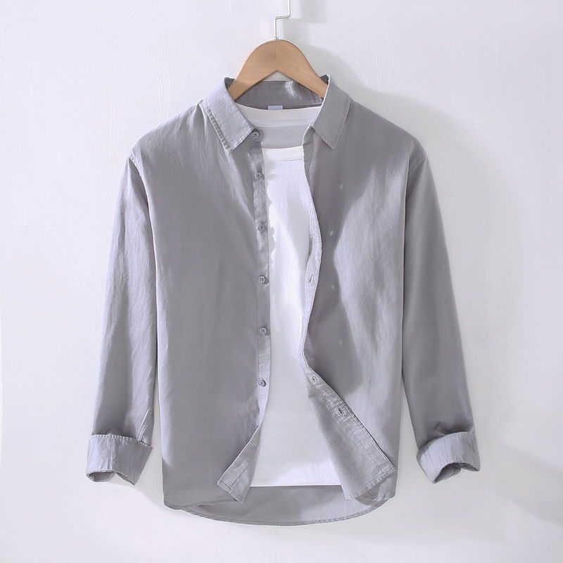 Mens Breathable Linen Cotton Shirt