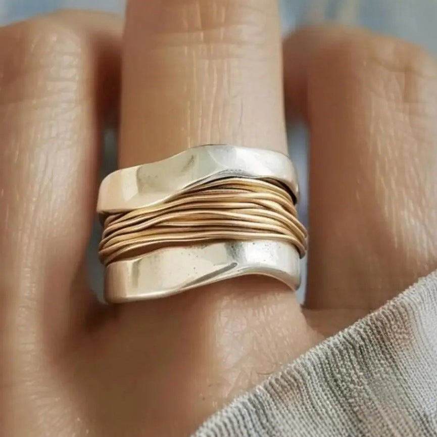 Two-Tone Minimalist Wide Band Ring