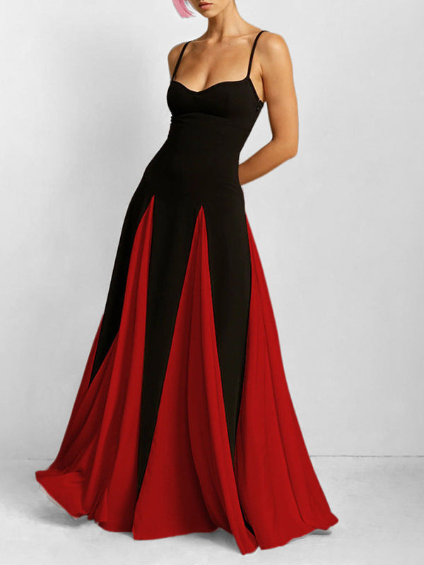 Women's Contrast Color Loose Swing Waist Dress