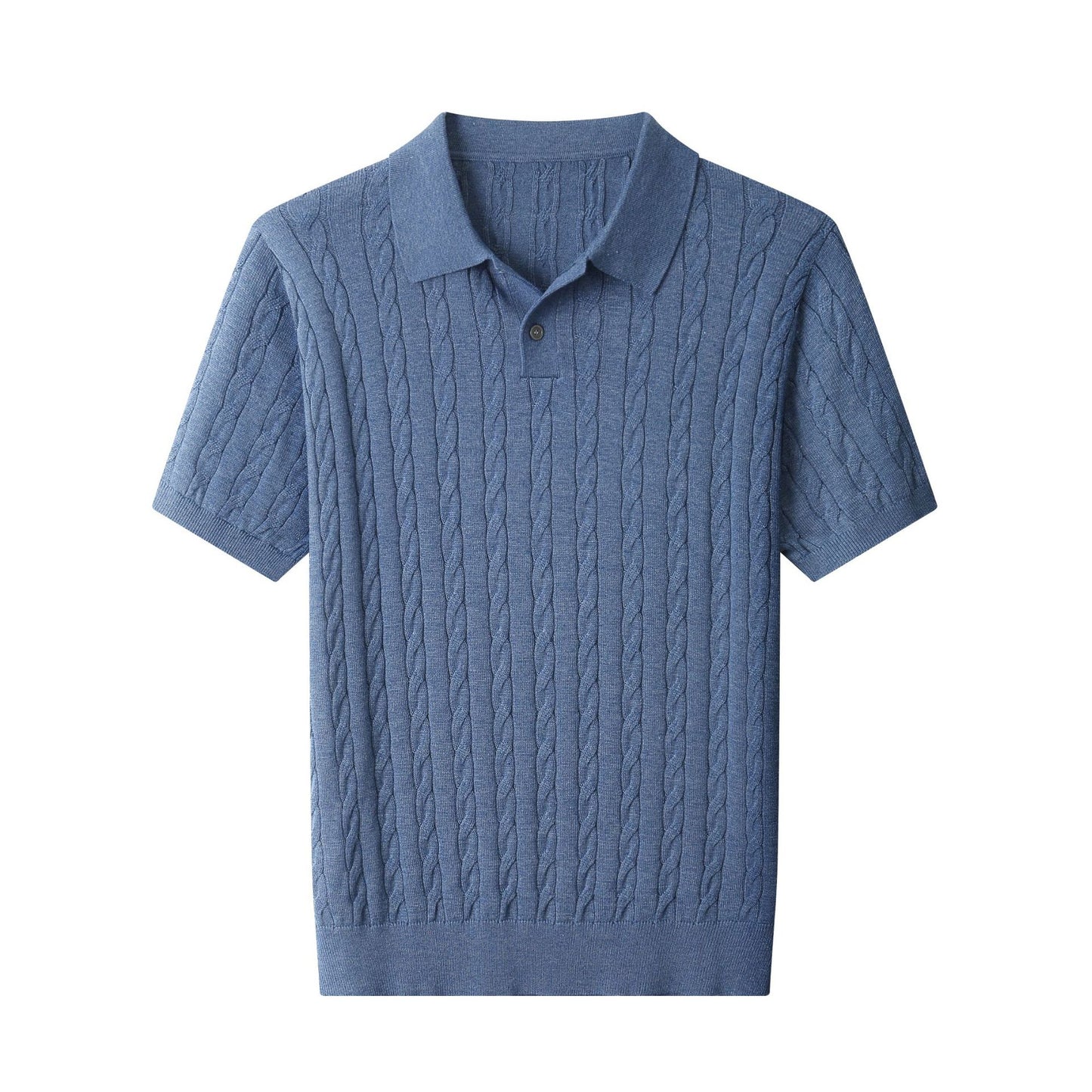 Mens Cable Knit Polo Shirt