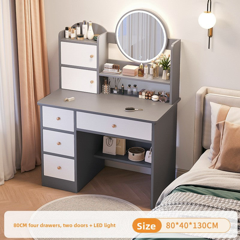 Modern Minimalist Dressing Table with Storage and LED Mirror