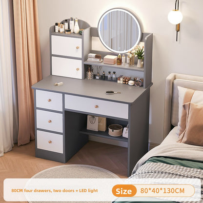 Modern Minimalist Dressing Table with Storage and LED Mirror