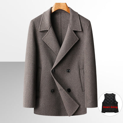 Mens Reversible Wool Overcoat with Removable Liner