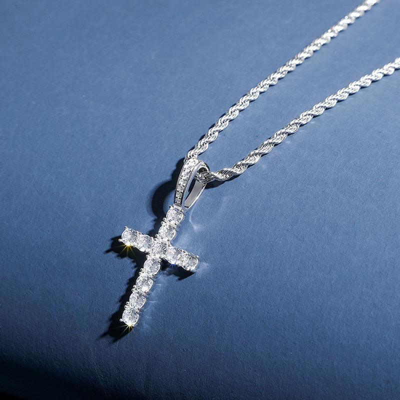 Men's zirconium cross pendant necklace