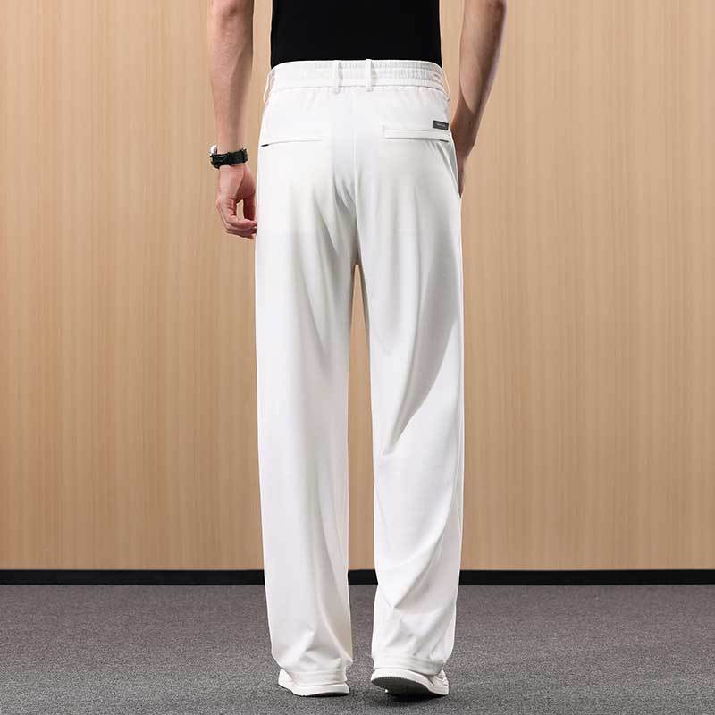 Men's Silk Blend Straight Leg Trousers