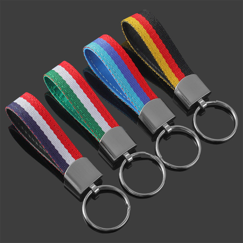 Nylon Braided Metal Keychain