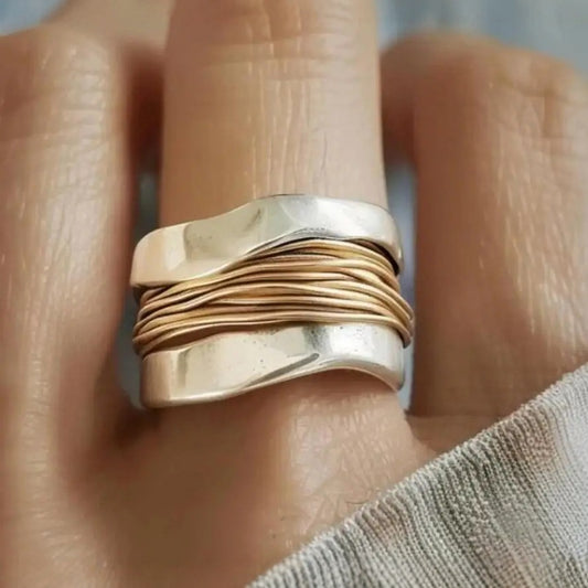 Two-Tone Minimalist Wide Band Ring