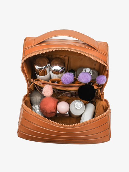 Geometric Rhombus Cosmetic Bag with Partitioned Storage