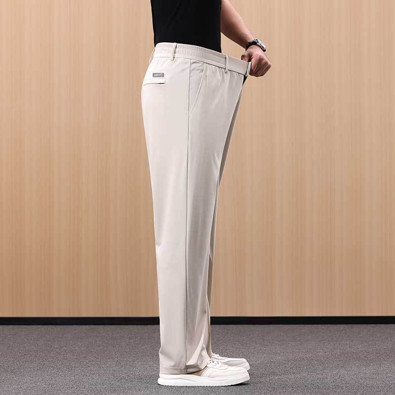 Men's Silk Blend Straight Leg Trousers