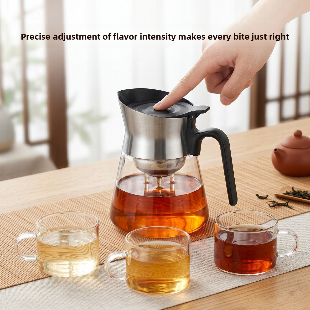 Premium One-Key Filtration Glass Teapot