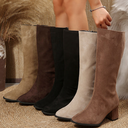 Women's knee-length high-heeled boots