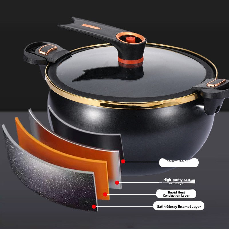 8L Enamel Micro-Pressure Soup Pot Double-Handle Stew Pot