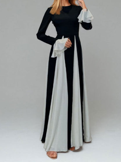 Women's Contrast Color Loose Swing Waist Dress