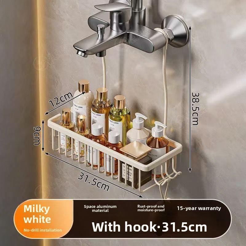 Bathroom Shower Rack No-Drill Drainage Basket