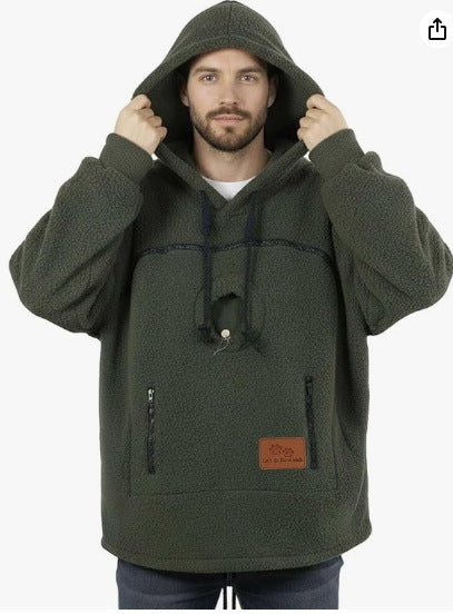 Fleece Lined Hooded Sweatshirt Unisex Loose Fit