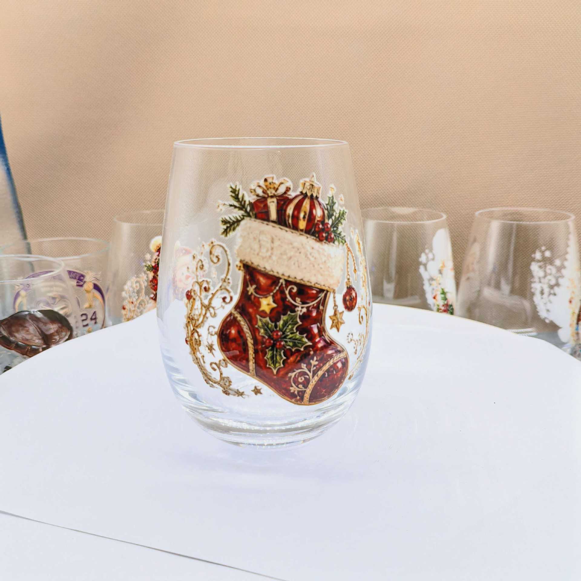 Christmas glass art cups glass cups egg cups