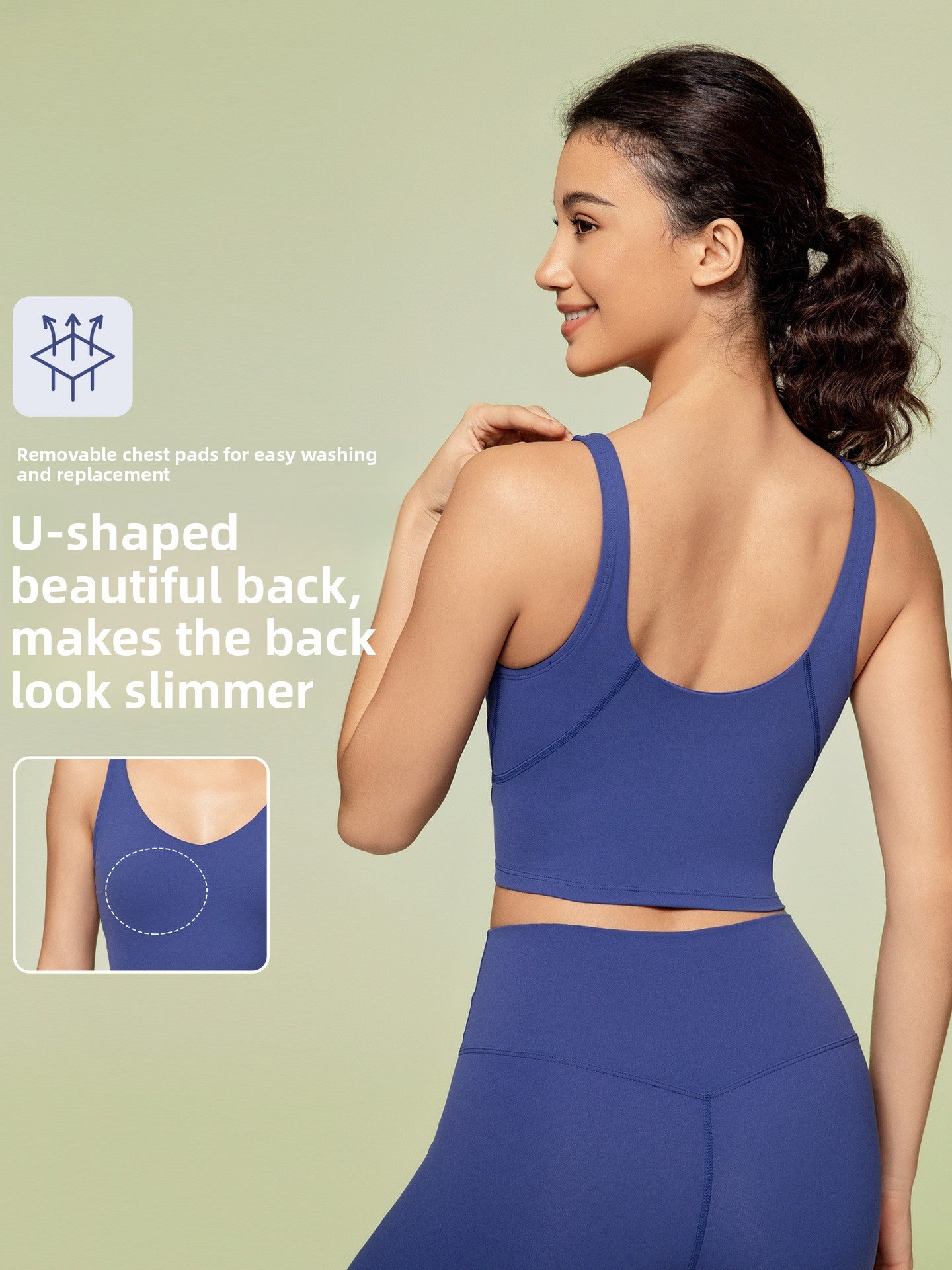 Women's shock-absorbing U-shaped back-support yoga underwear