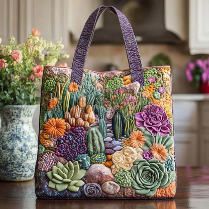 Handmade Embroidered Quilted Tote Bag with Jungle Animal and Book Patterns