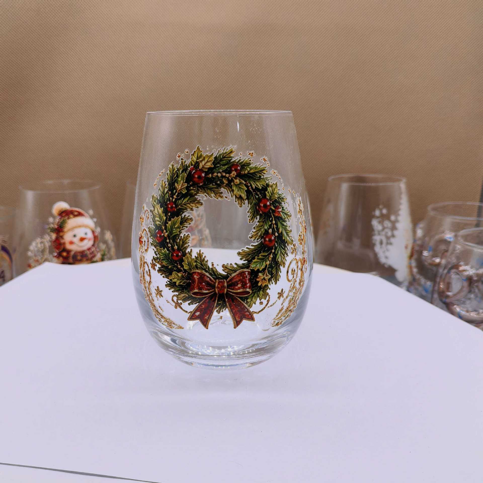 Christmas glass art cups glass cups egg cups