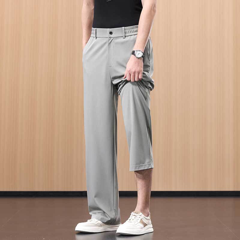 Men's Silk Blend Straight Leg Trousers