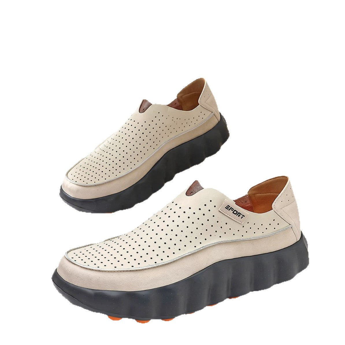 Summer Thick-Soled Height-Increasing Men's Shoes, Breathable Slip-On Sneakers, Fashionable Versatile Loafers, Odor-Resistant Dad Shoes