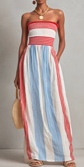 2026 New Striped Print Wrap Dress Long Skirt for Women