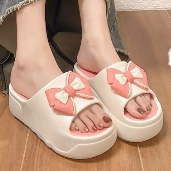 Womens Bow-Knot Non-Slip Slippers