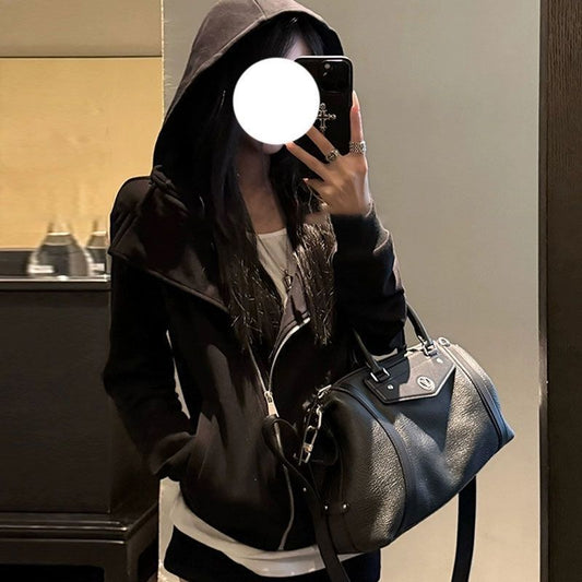 Casual Hooded Sweatshirt for Women Loose Fit Chic Design Top