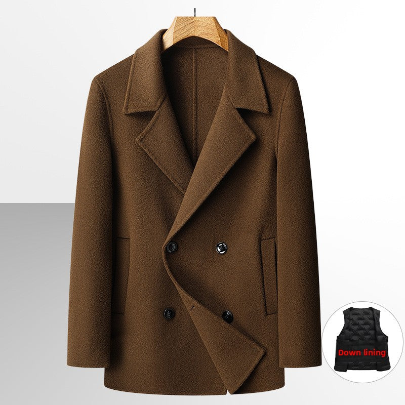Mens Reversible Wool Overcoat with Removable Liner