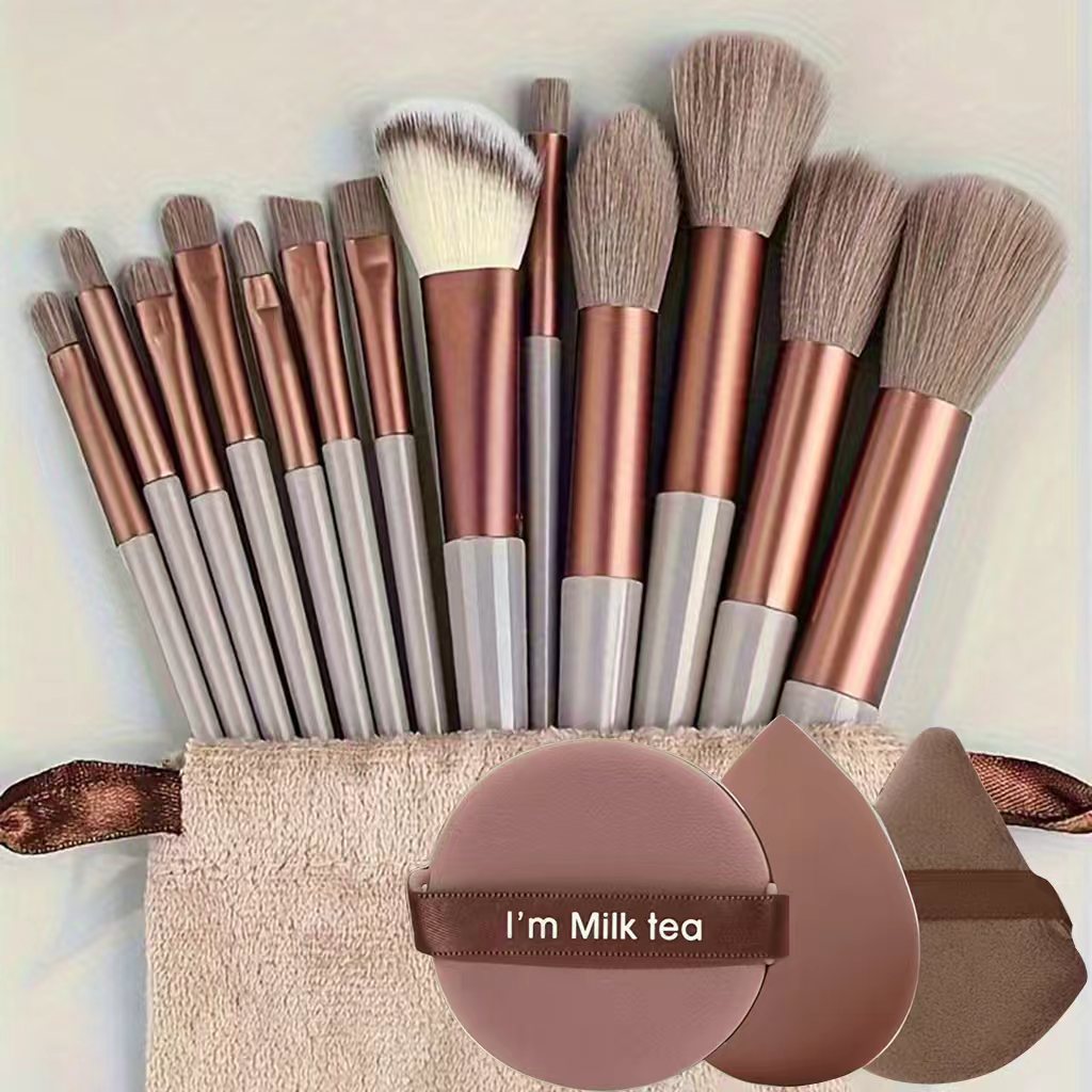 13-Piece Makeup Brush Set with Powder Puff and Sponge