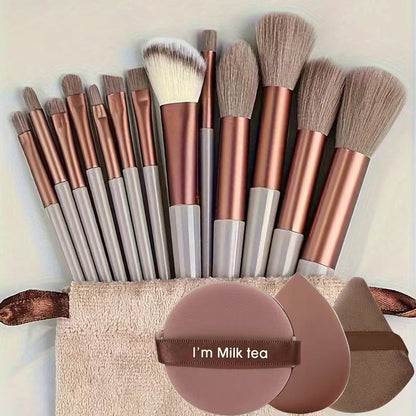 13-Piece Makeup Brush Set with Powder Puff and Sponge