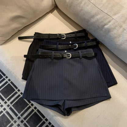 Retro High Waist Pleated Skirt with Belt