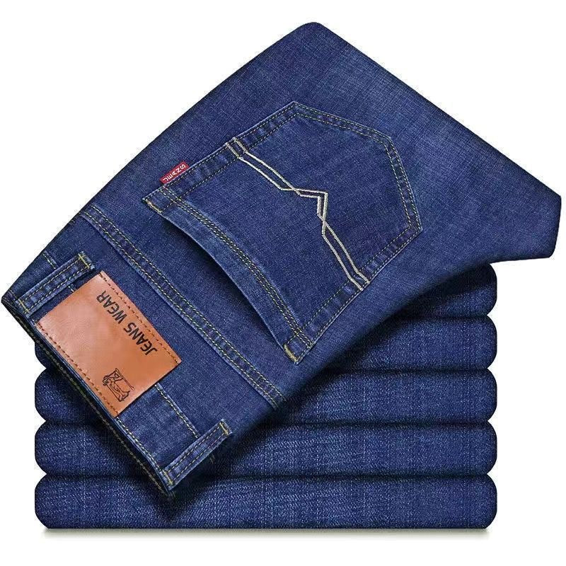 Mid-Waist Stretch Denim Trousers