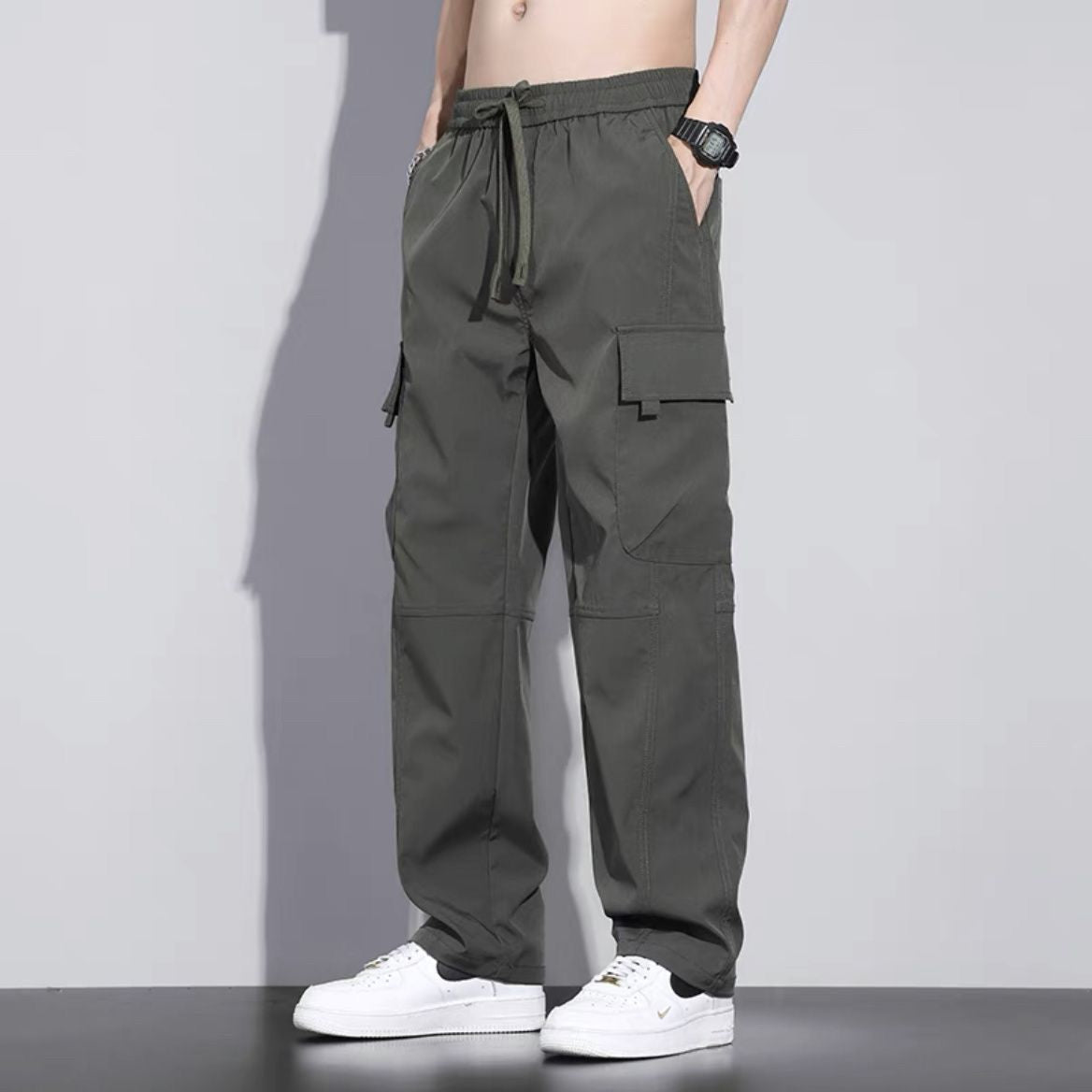 Summer Ice Silk Casual Cargo Pants for Men