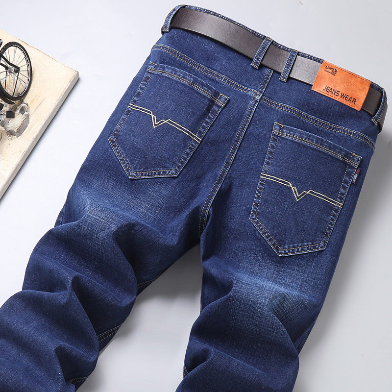 Mid-Waist Stretch Denim Trousers