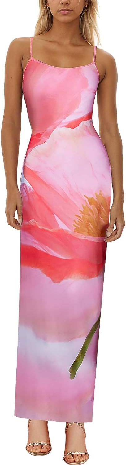 Elegant Floral Print Sling Dress