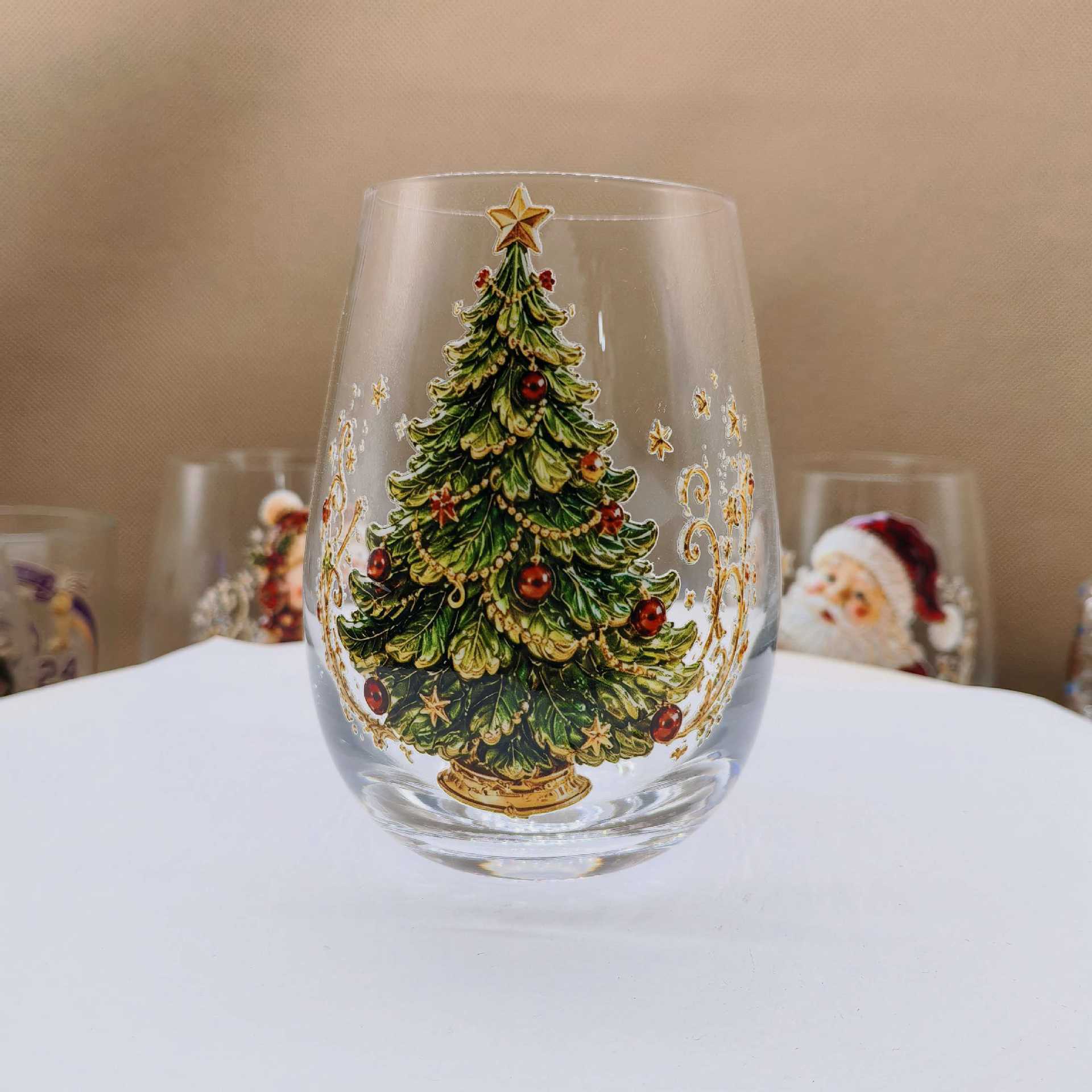 Christmas glass art cups glass cups egg cups