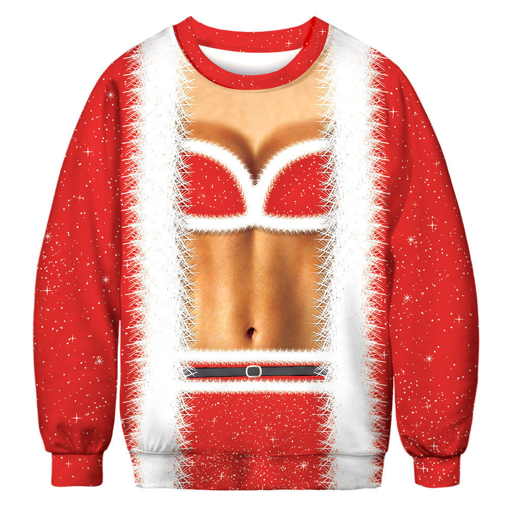 3D Digital Printing Christmas Round Neck Long Sleeve Sweatshirt