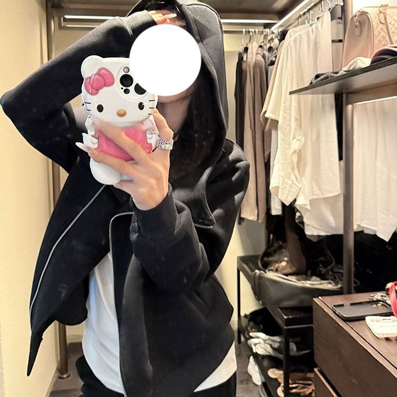 Casual Hooded Sweatshirt for Women Loose Fit Chic Design Top